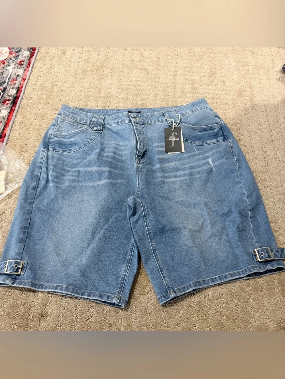 Flamingals Mid Rise Keen Length Bermuda stretchy Denim Shorts 4XL FG30-26